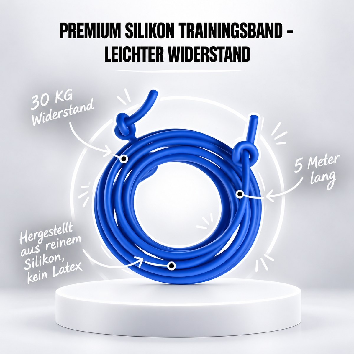 Premium Silikon-Trainingsband Blau, 10 mm – Produktansicht