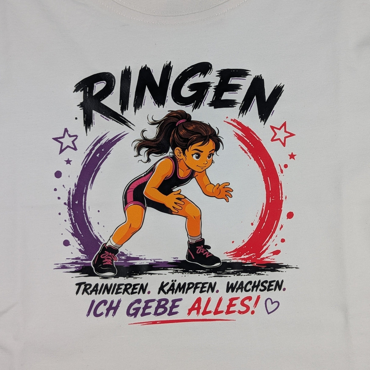 T-Shirt Ringen Mädchen - Weiss