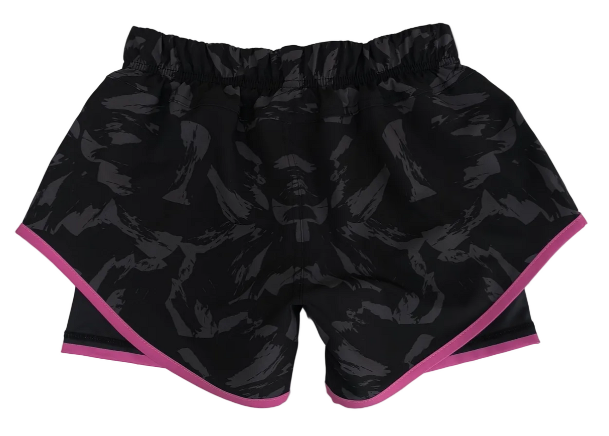 Home of Wrestling Frauen 2-in-1 Trainingsshorts – Schwarz/Pink
