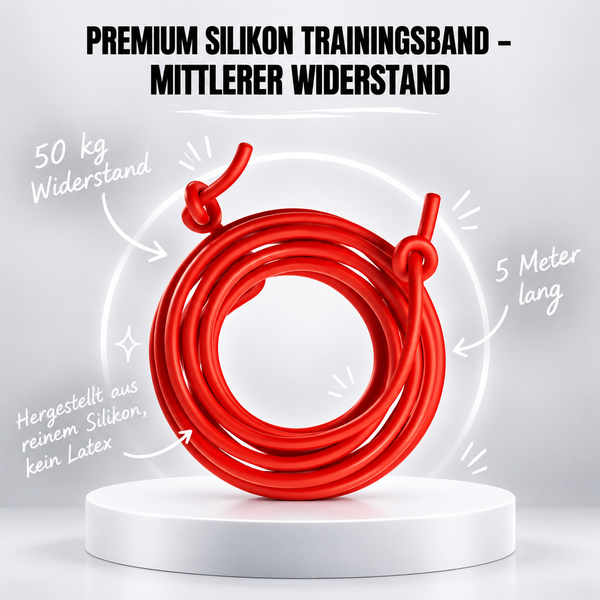 Premium Silikon-Trainingsband Rot, 14 mm – Produktansicht