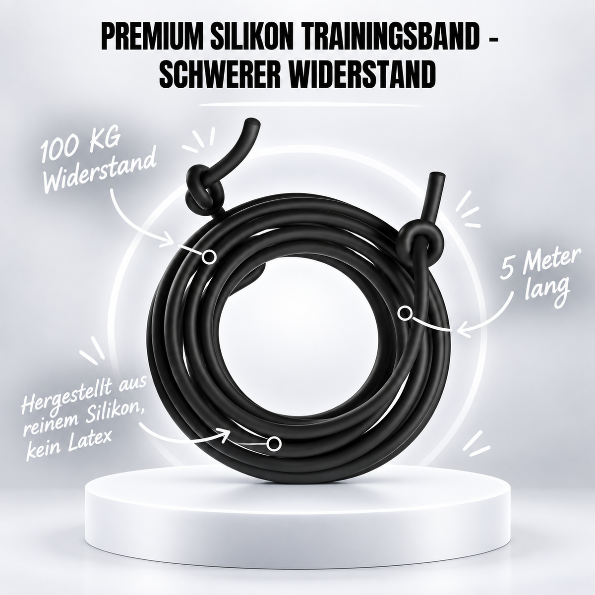 Premium Silikon-Trainingsband Schwarz, 18 mm – Produktansicht