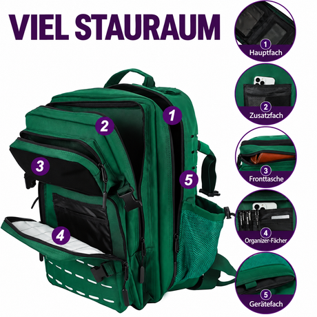 Premium Tactical Backpack 45L – Hauptfach, Zusatzfach, Fronttasche, Organizer- und Gerätefach
