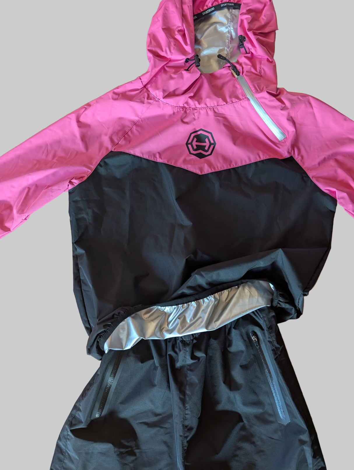 Schwitzanzug, Sauna Suit, Schwarz/Pink