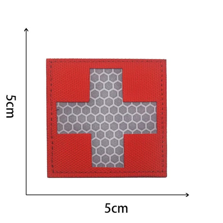 Reflektierendes Schweizerkreuz Rot – 5 × 5 cm, Klett-Patch